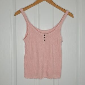 Abercrombie & Fitch Henley Tank Top Womens Small Button Front Knit Cami Pink Y2K